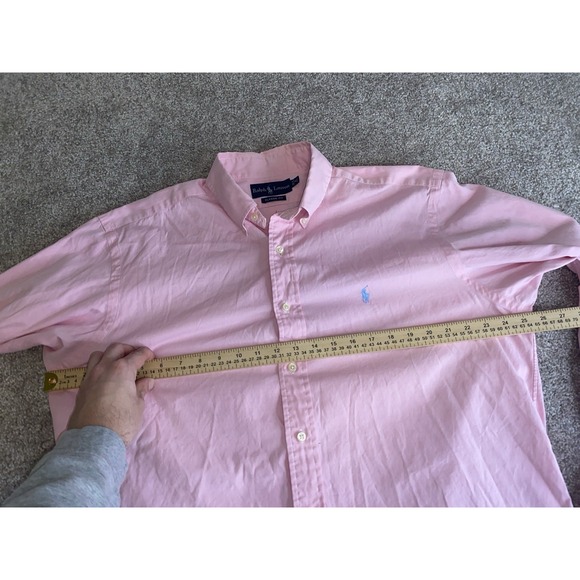 Polo Ralph Lauren Classic Fit Shirt Solid Pink 16-34/35 Mens XLT Blue Pony Prep - Picture 5 of 8